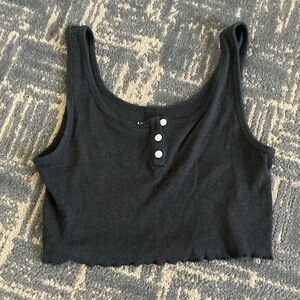 American Eagle Outfitters Gray Sleeveless Crop Tank
